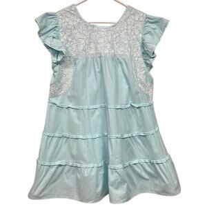 Elegant Light Blue Lace Midi Dress